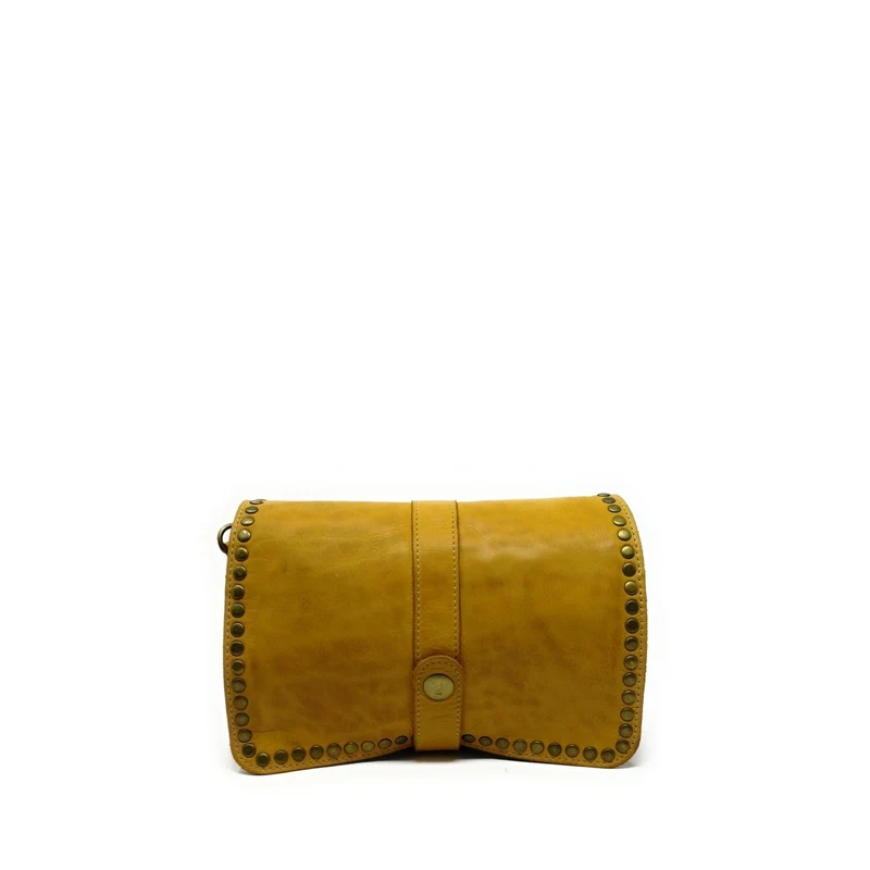Sac besace à bandoulière en cuir vintage MISS SHAN Jaune Moutarde