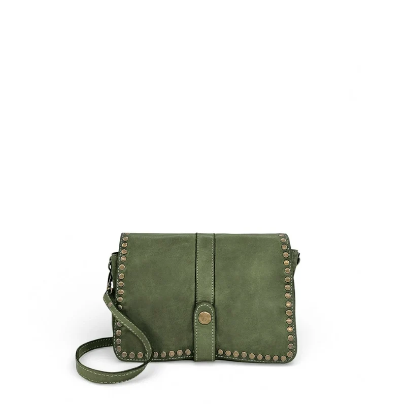 Sac besace à bandoulière en cuir vintage MISS SHAN Vert kaki clair