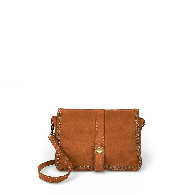 Sac besace à bandoulière en cuir vintage MISS SHAN Camel foncé