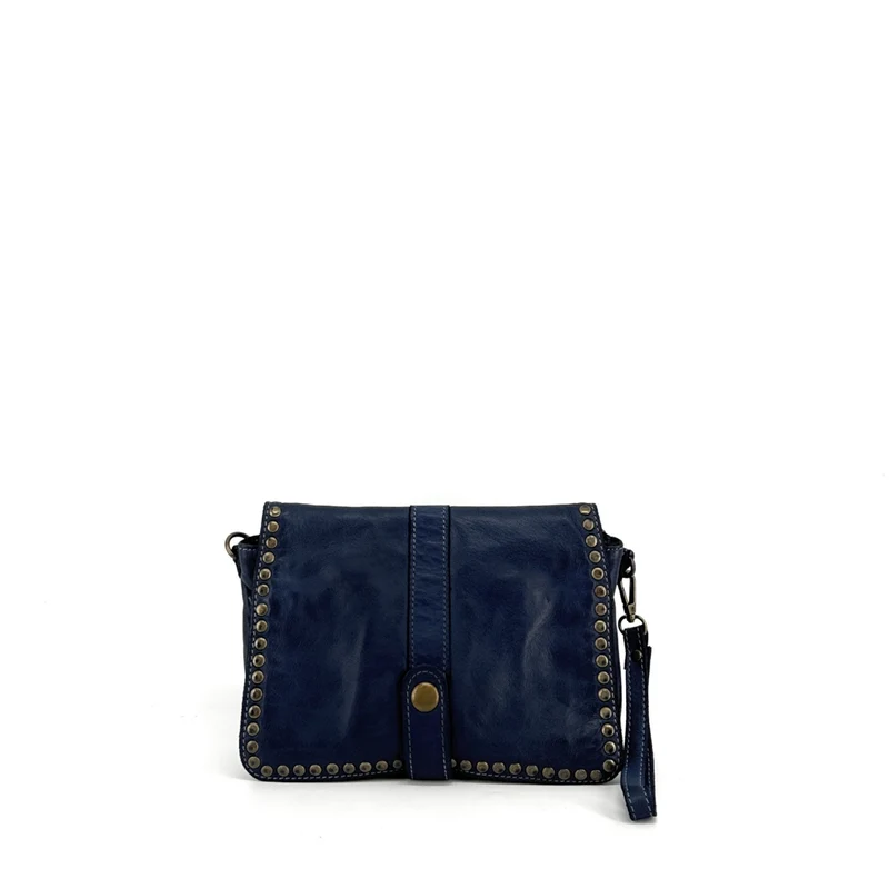 Sac besace à bandoulière en cuir vintage MISS SHAN Bleu marine