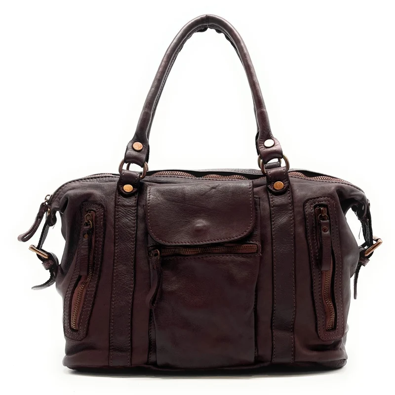 Sac porté épaule en cuir vintage MISS MY Bordeaux