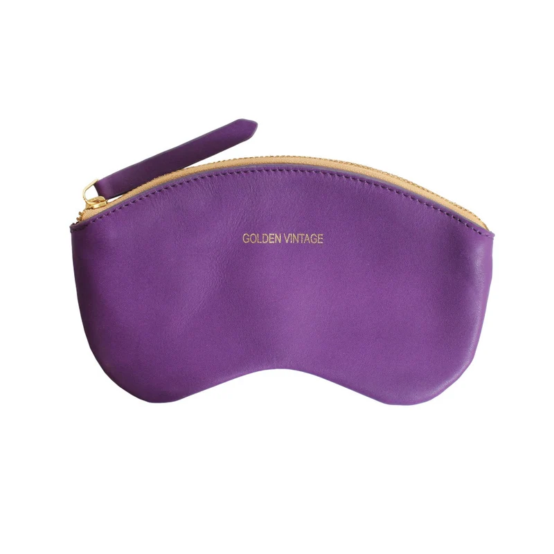 Etui à lunettes en cuir lisse GOLDEN VINTAGE Violet