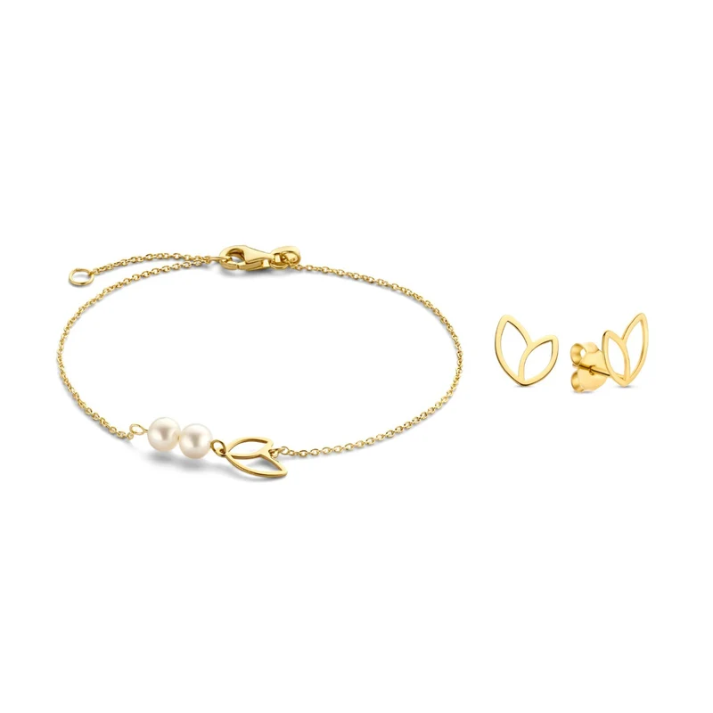 Isabel Bernard Cadeau d'Isabel Coffret cadeau bracelet et puces d'oreilles en or 14 carats avec perles d'eau douce IB90185