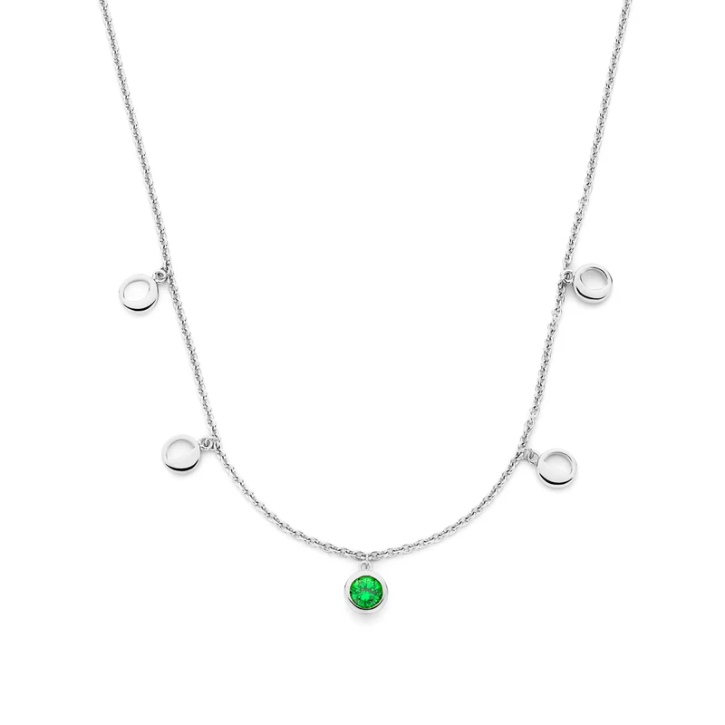 Violet Hamden Luna Collier en Argent 925 Sterling avec Lunes et Pierre de Zircon Vert VH340041