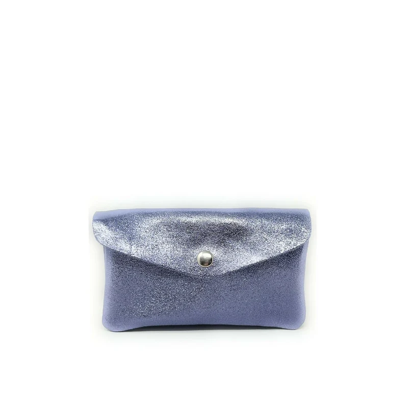 Pochette porte-monnaie en cuir irisé COMPO Lilas irisé