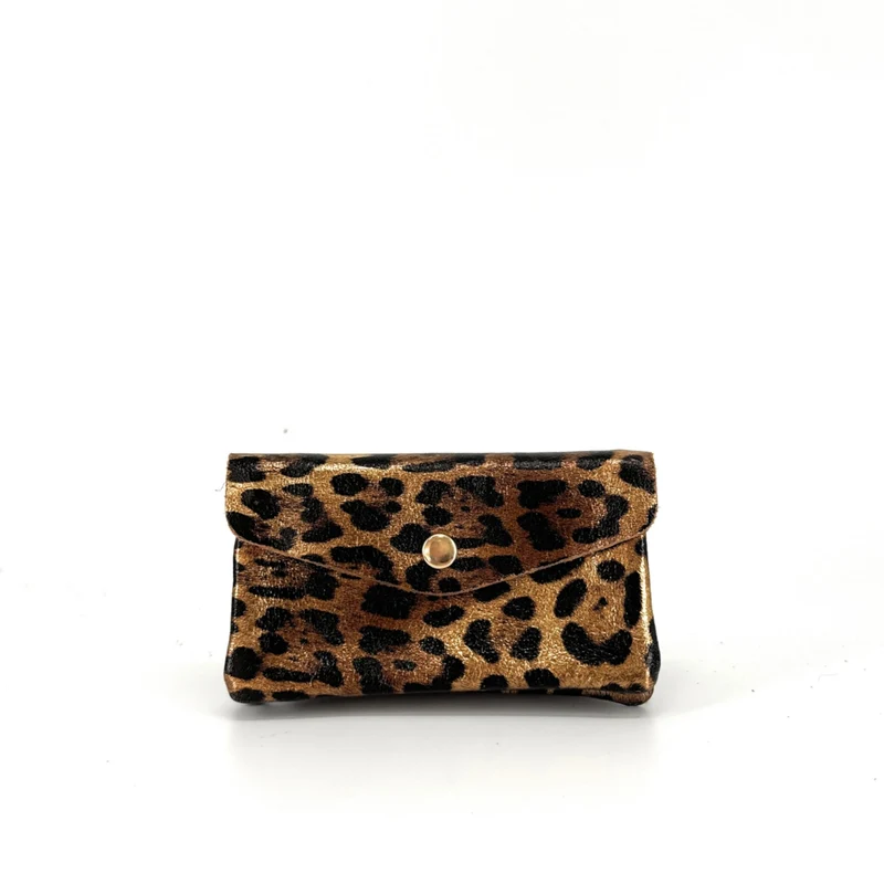 Pochette porte-monnaie en cuir irisé COMPO JUNGLE Léopard