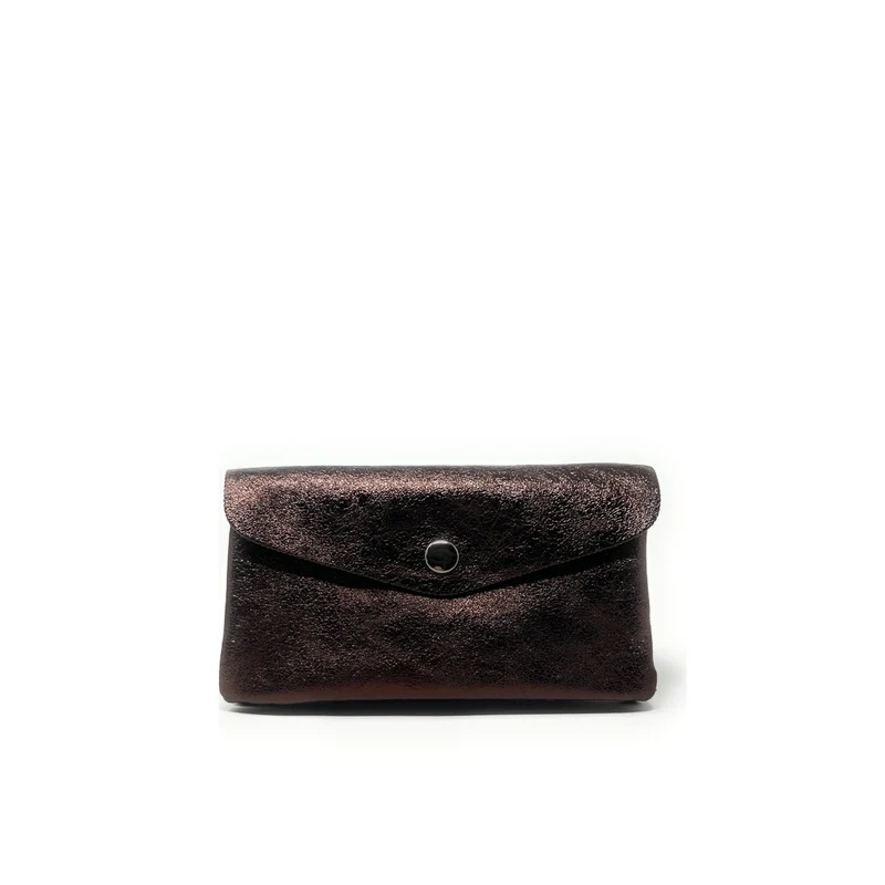 Pochette porte-monnaie en cuir irisé COMPO Chocolat