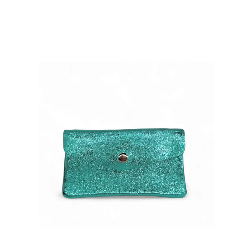 Pochette porte-monnaie en cuir irisé COMPO Bleu des mers du sud