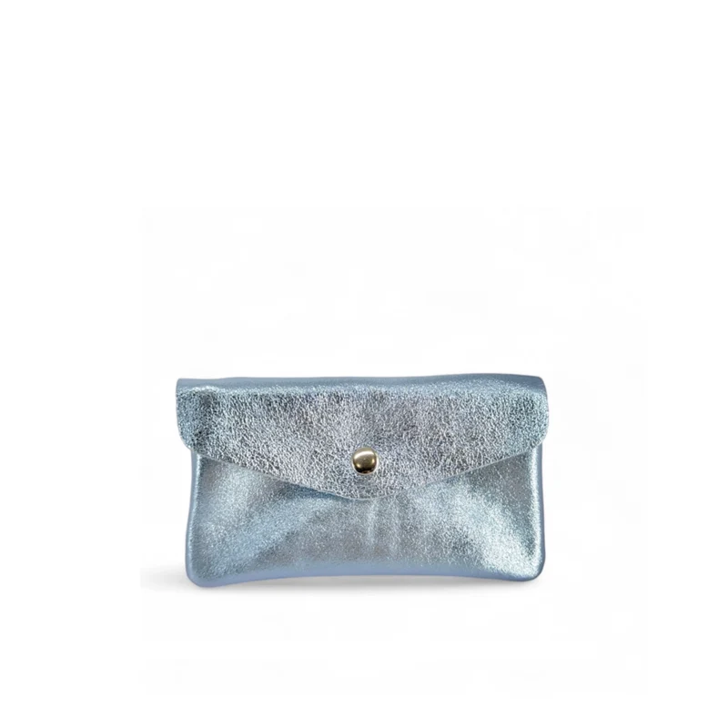 Pochette porte-monnaie en cuir irisé COMPO Bleu pastel irisé