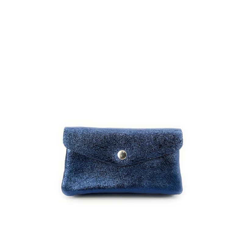 Pochette porte-monnaie en cuir irisé COMPO Bleu irisé