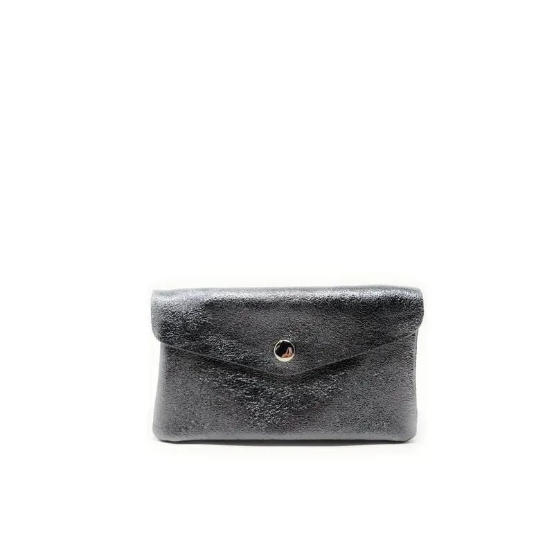 Pochette porte-monnaie en cuir irisé COMPO Argent foncé
