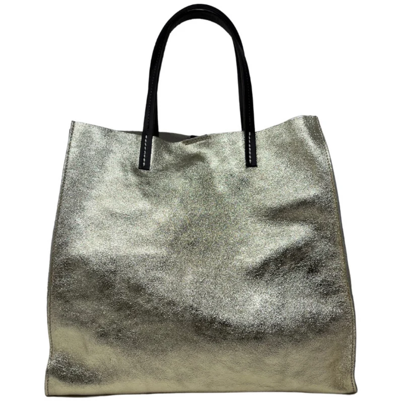 Sac cabas en cuir irisé SILVER Or vieilli