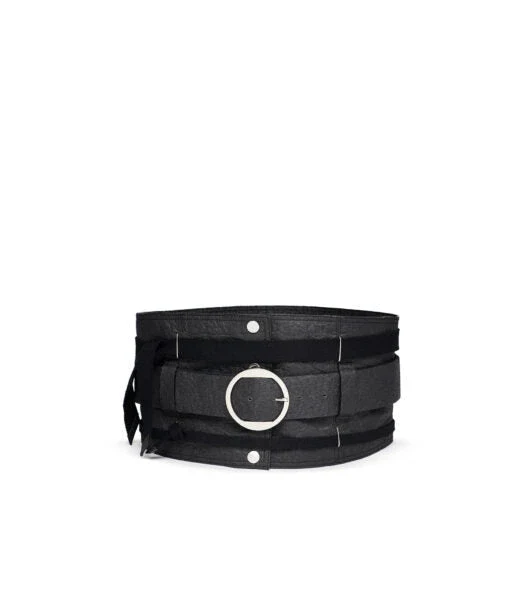 Ceinture noir en fibre d’ananas certifiée PETA