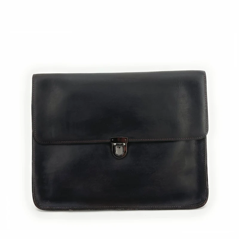 Pochette porte document en cuir pull-up TIM Chocolat