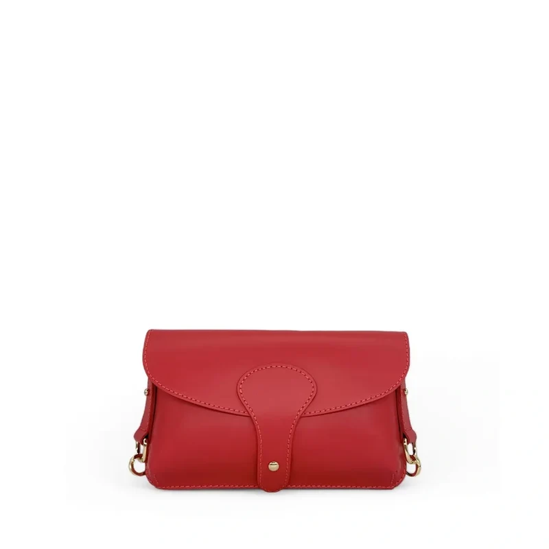 Mini-sac french stick en cuir lisse TOSCA Rouge magenta