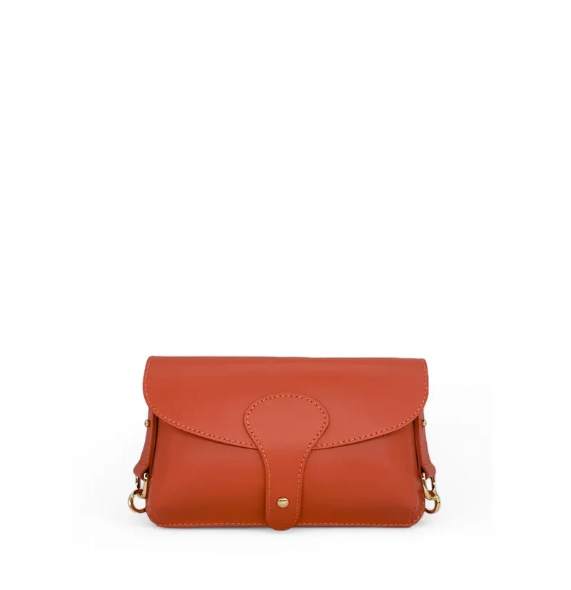 Mini-sac french stick en cuir lisse TOSCA Terracotta