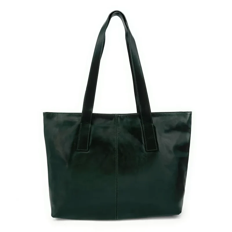 Sac cabas en cuir lisse TESS Vert forêt