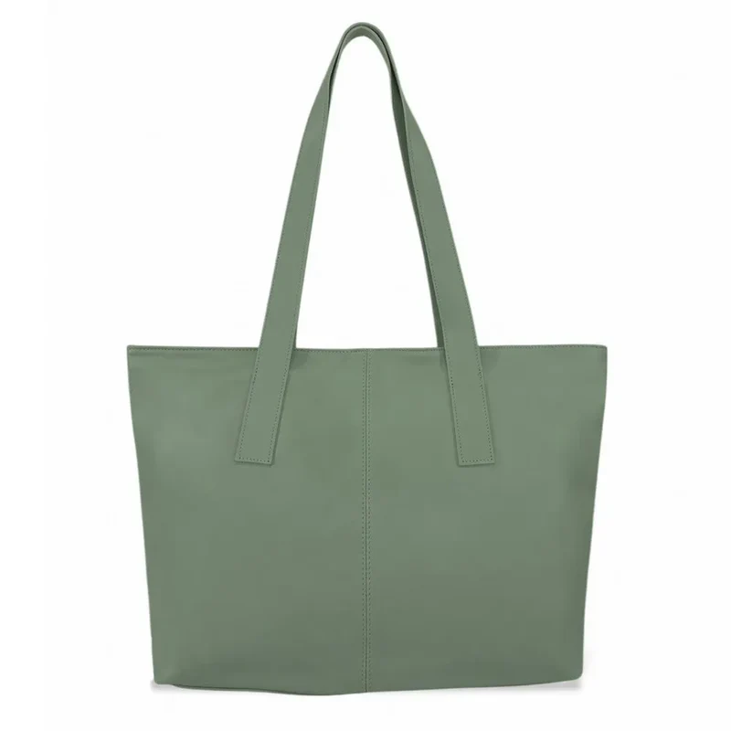 Sac cabas en cuir lisse TESS Vert amande