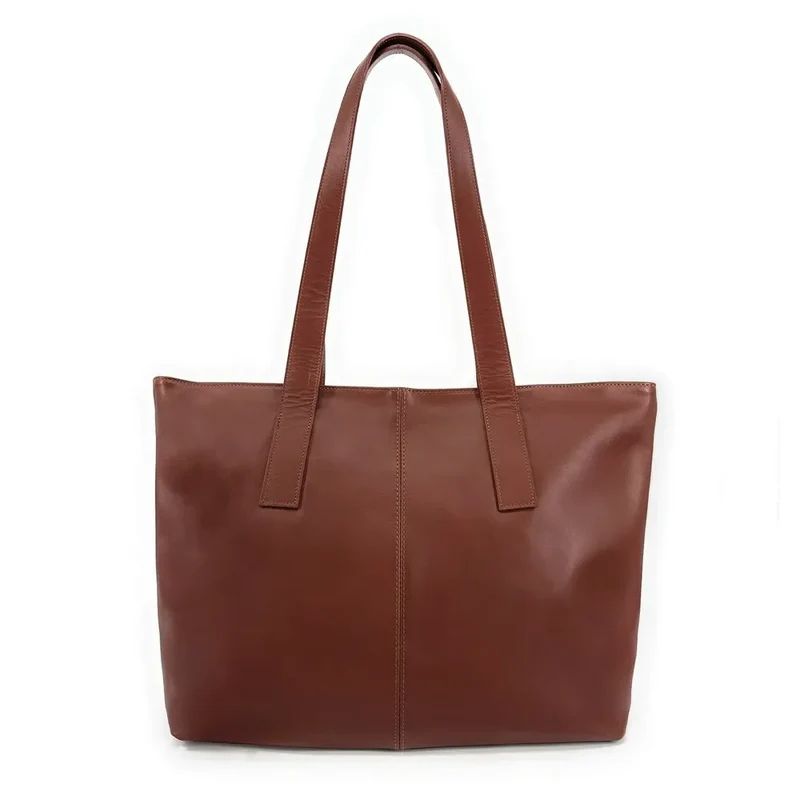 Sac cabas en cuir lisse TESS Marron Châtaigne
