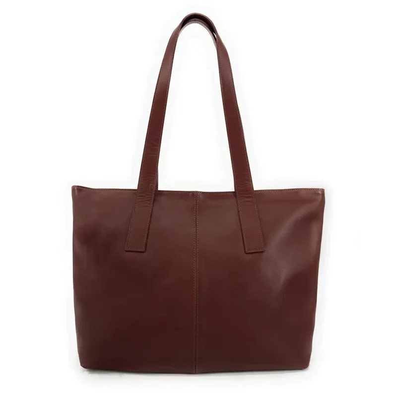 Sac cabas en cuir lisse TESS Chocolat