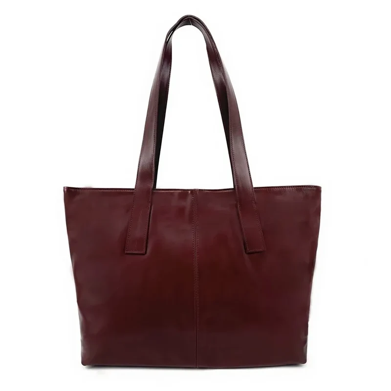 Sac cabas en cuir lisse TESS Rouge bordeaux