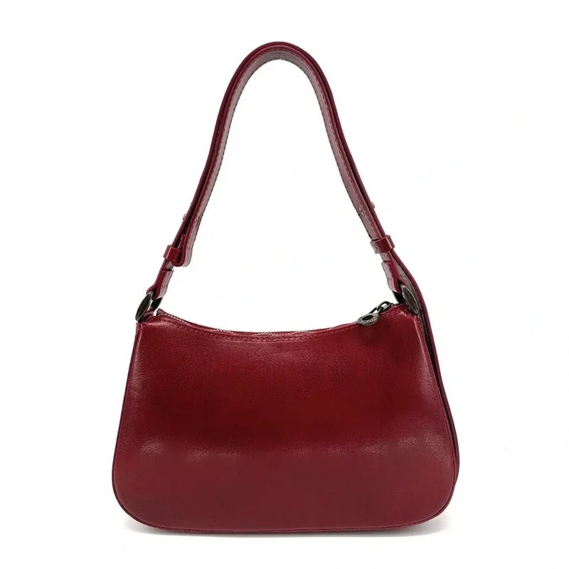 Sac french stick en cuir lisse CHIARA Rouge foncé