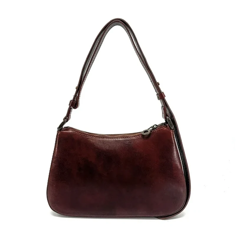 Sac french stick en cuir lisse CHIARA Chocolat