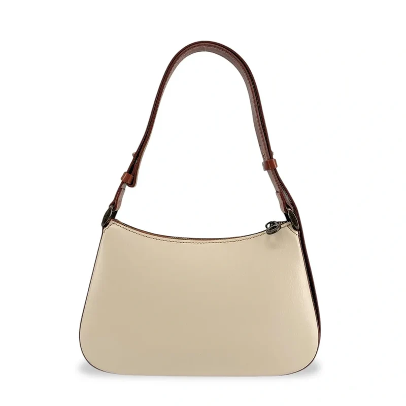 Sac french stick en cuir lisse CHIARA Beige / Camel