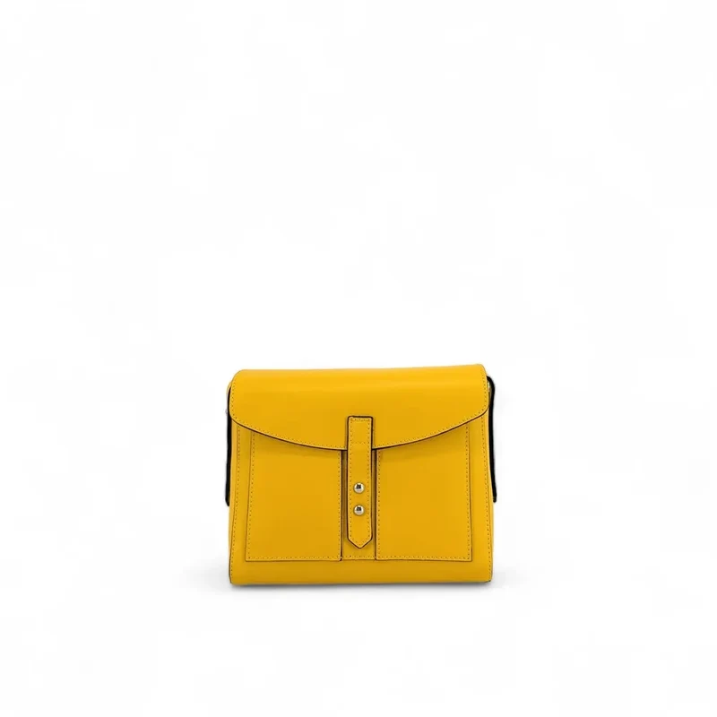 Sac besace en cuir lisse OTHELLO Bouton d'or