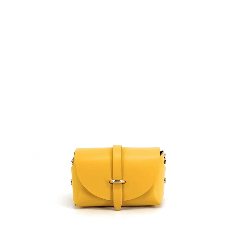 Mini sac à main en cuir lisse CANDY Bouton d'or