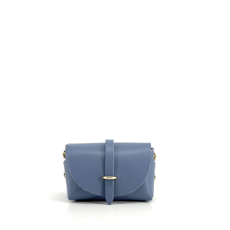 Mini sac à main en cuir lisse CANDY Bleu glacier