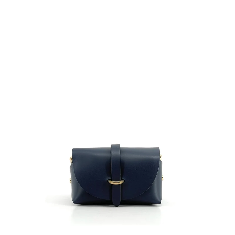 Mini sac à main en cuir lisse CANDY Bleu marine