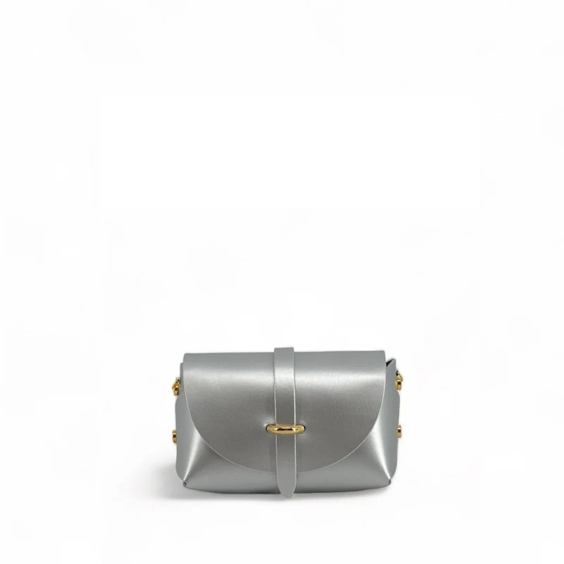 Mini sac à main en cuir lisse CANDY Argent moyen