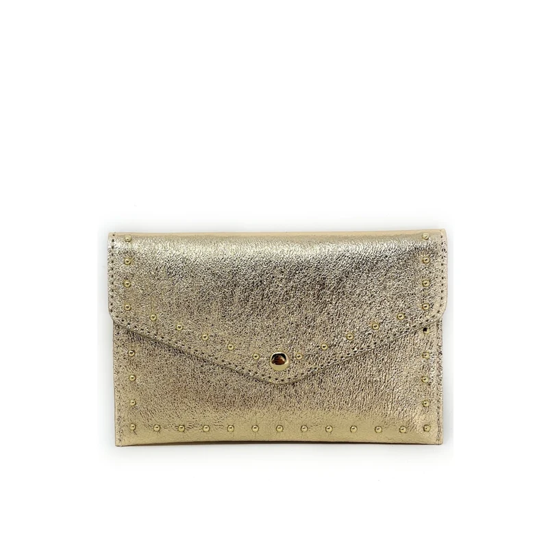 Pochette enveloppe en cuir irisé TINA Or