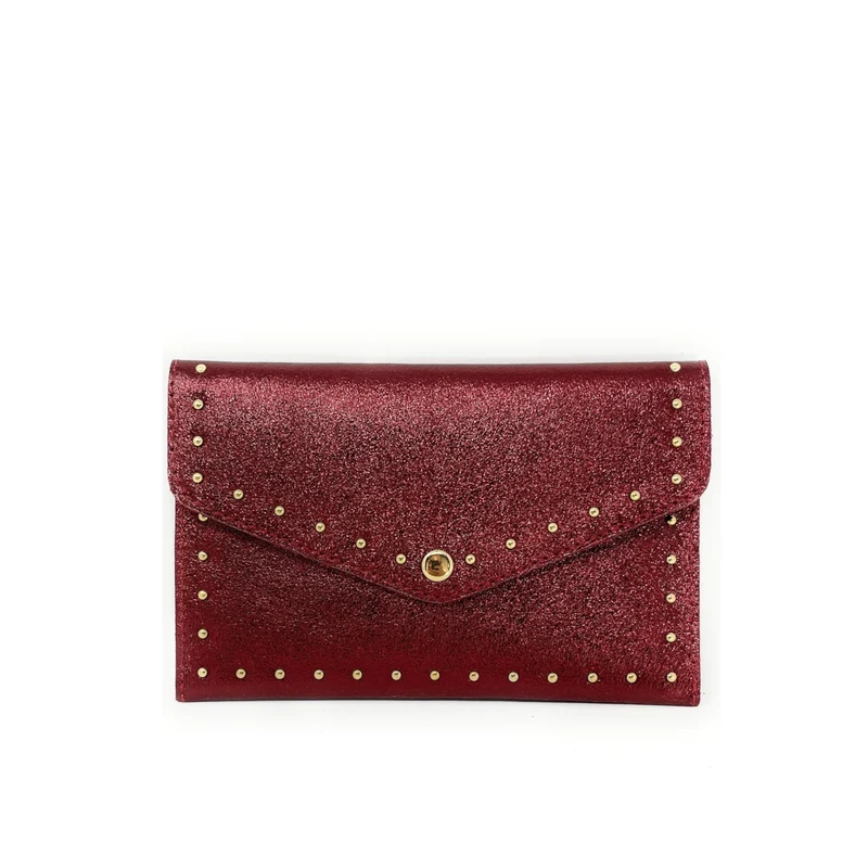 Pochette enveloppe en cuir irisé TINA Framboise irisé