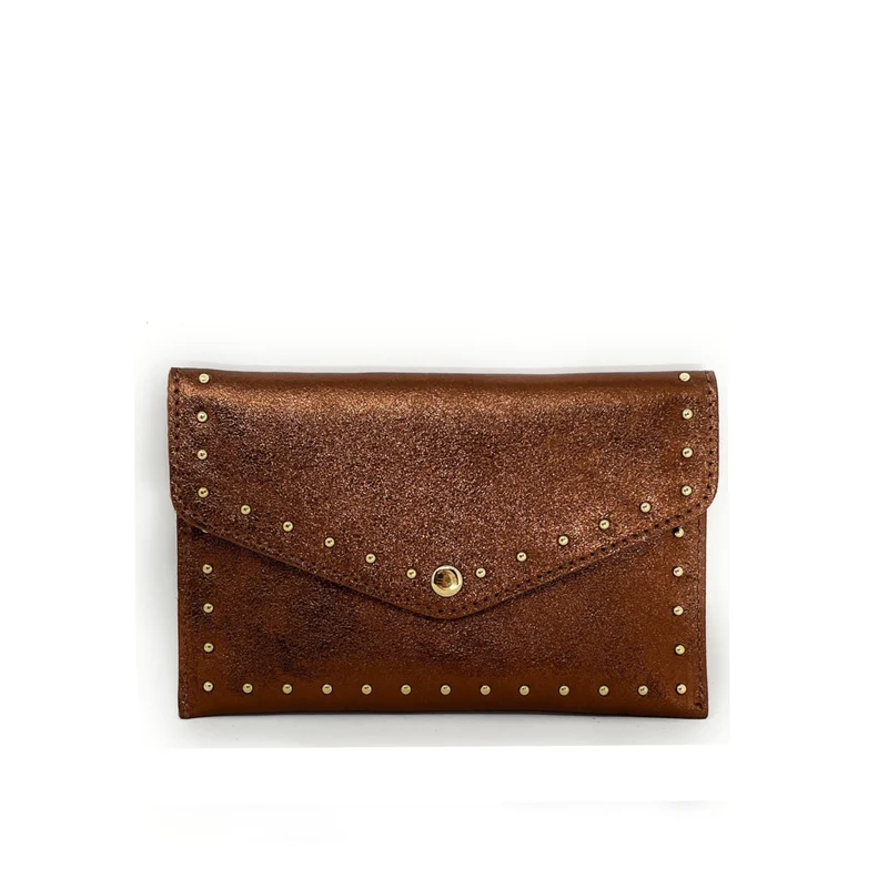 Pochette enveloppe en cuir irisé TINA Bronze