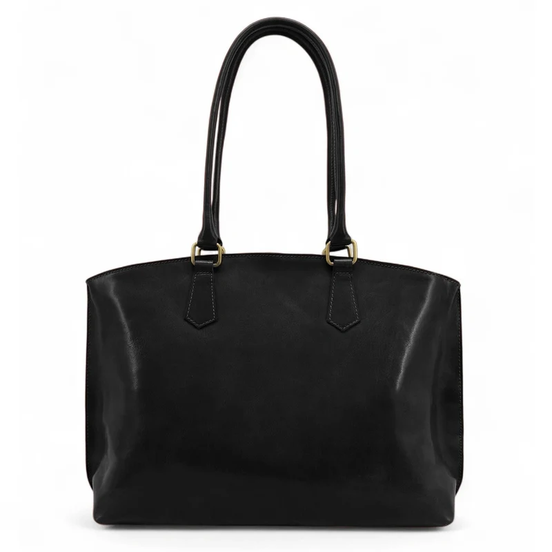 Grand sac cabas en cuir lisse GREENWICH Noir