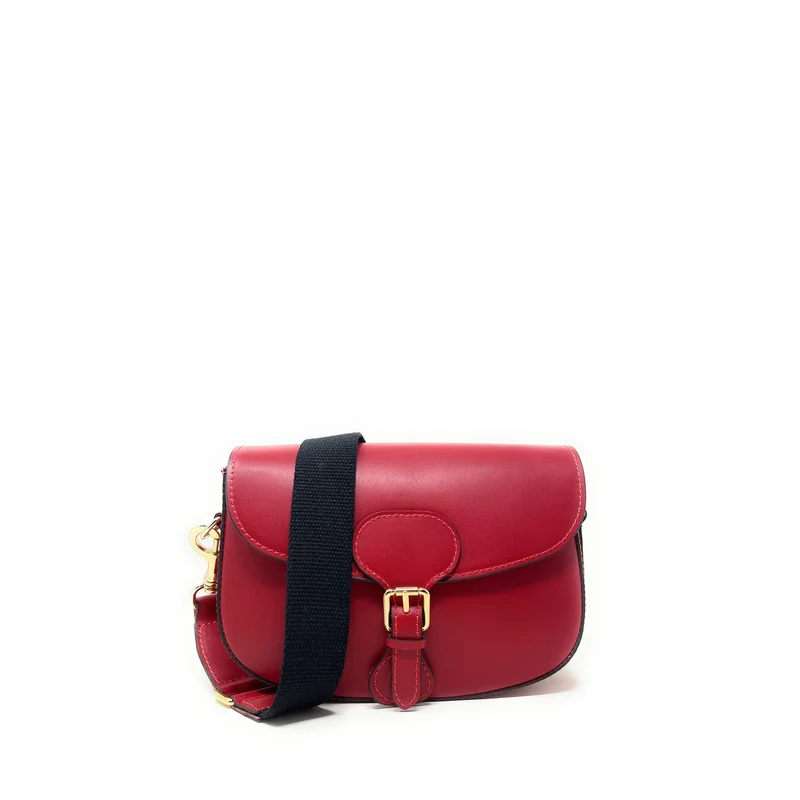 Sac trotteur à bandoulière en cuir lisse MADDY Rouge magenta