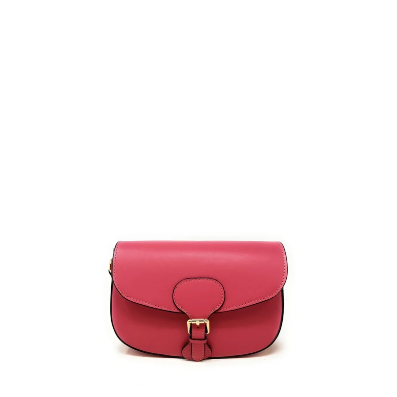 Sac trotteur à bandoulière en cuir lisse MADDY Rose corail