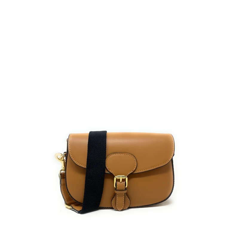 Sac trotteur à bandoulière en cuir lisse MADDY Marron camel foncé