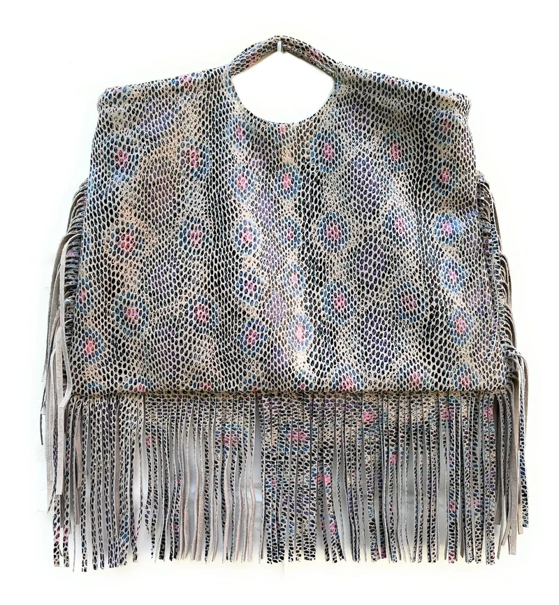 Maxi sac à main en cuir imprimé MAMBA Multicolore 1