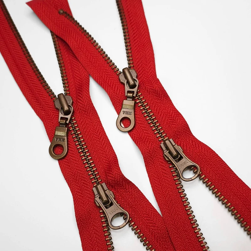 YKK Fermeture Éclair | Séparale | Métal | Deux Curseures | Rouge | #2 | 5'' - 26 cm