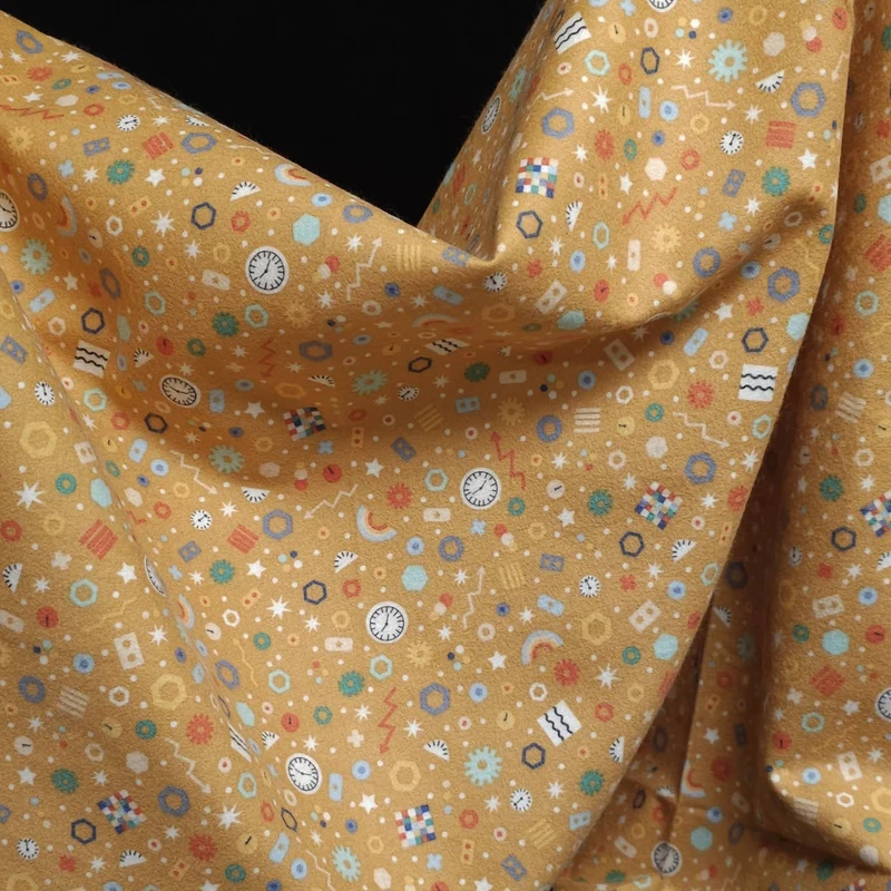 Flanelle Astrobot | Or | Robert Kaufman