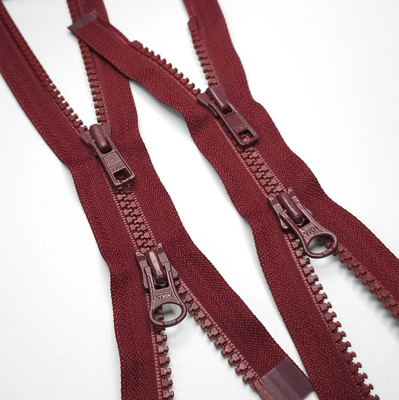 YKK Fermeture éclair | Séparable | Plastique | Deux Curseures | Rouge Marron | #2 | 5'' - 20 cm