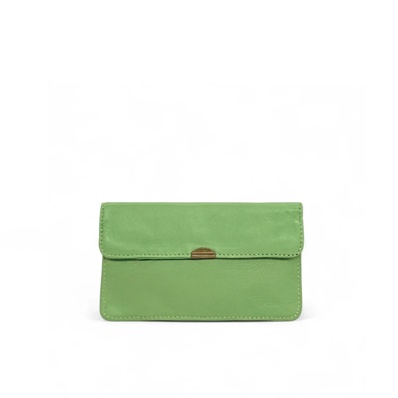Pochette porte-monnaie en cuir lisse IMPRO Vert amande
