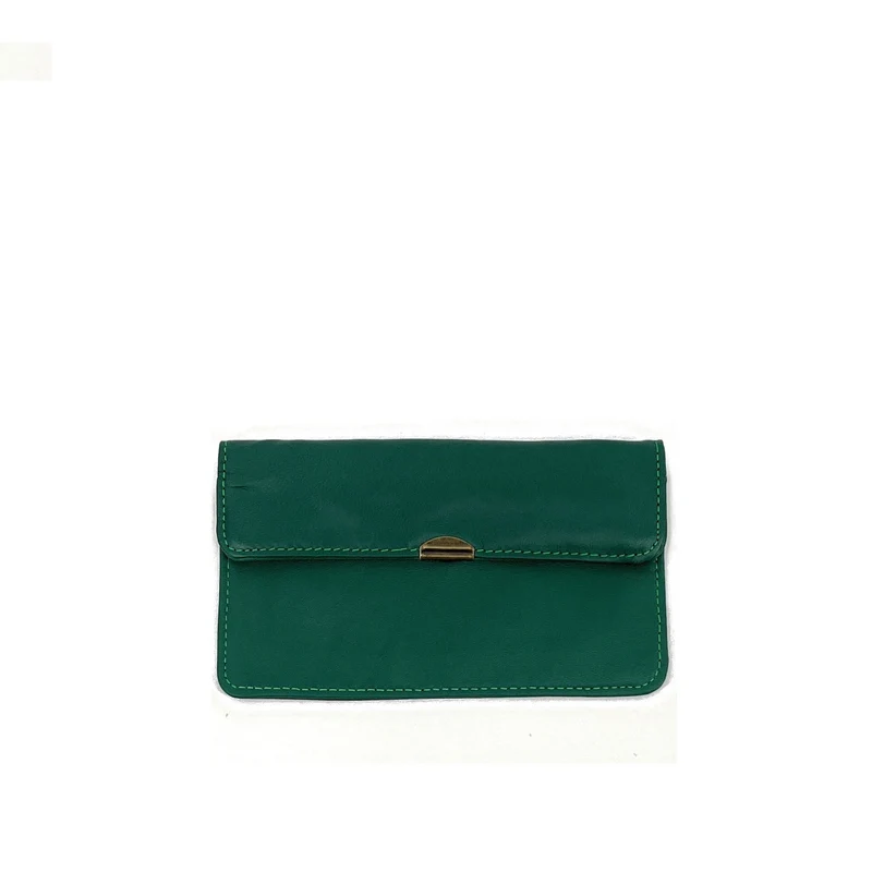 Pochette porte-monnaie en cuir lisse IMPRO Vert forêt