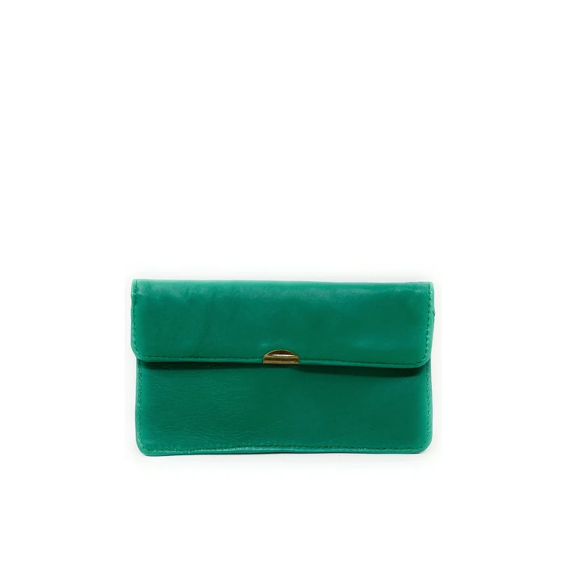 Pochette porte-monnaie en cuir lisse IMPRO Vert anglais