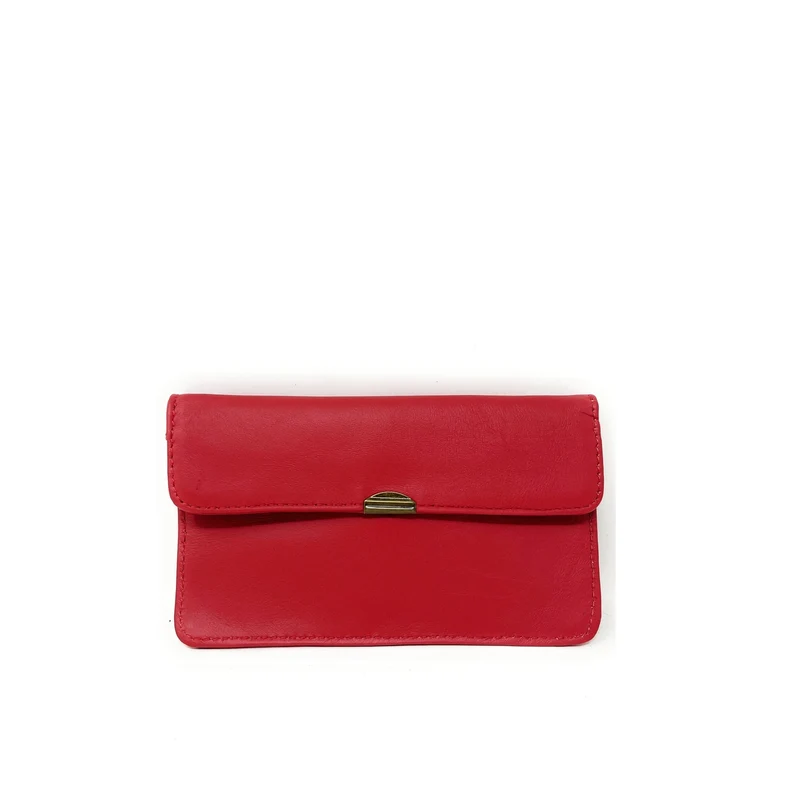 Pochette porte-monnaie en cuir lisse IMPRO Rouge garance