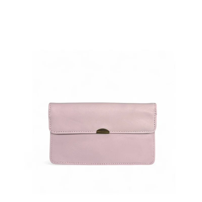 Pochette porte-monnaie en cuir lisse IMPRO Rose pâle