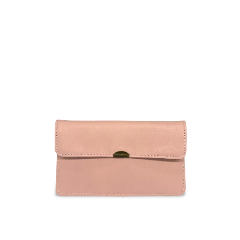 Pochette porte-monnaie en cuir lisse IMPRO Rose nude